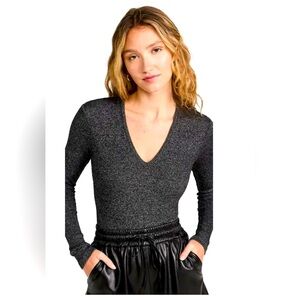 AGOLDE
Tavi Mélange Salt and Pepper Rib Knit Bodysuit   EUC Size L